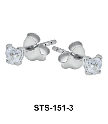 CZ Heart 3mm. Stud Earrings STS-151-3